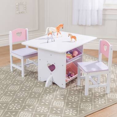 KidKraft Wooden Heart Table & Chair Set with 4 Bins & Reviews